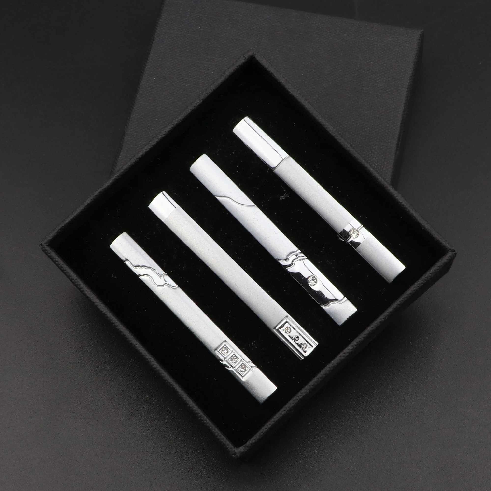 4pcs Mens Metal Tie Clip With Gift Box Bright Silver Color Chrome Stainless Steel Necktie Clips Pin Clasp Clamp Wedding Jewelry W250604