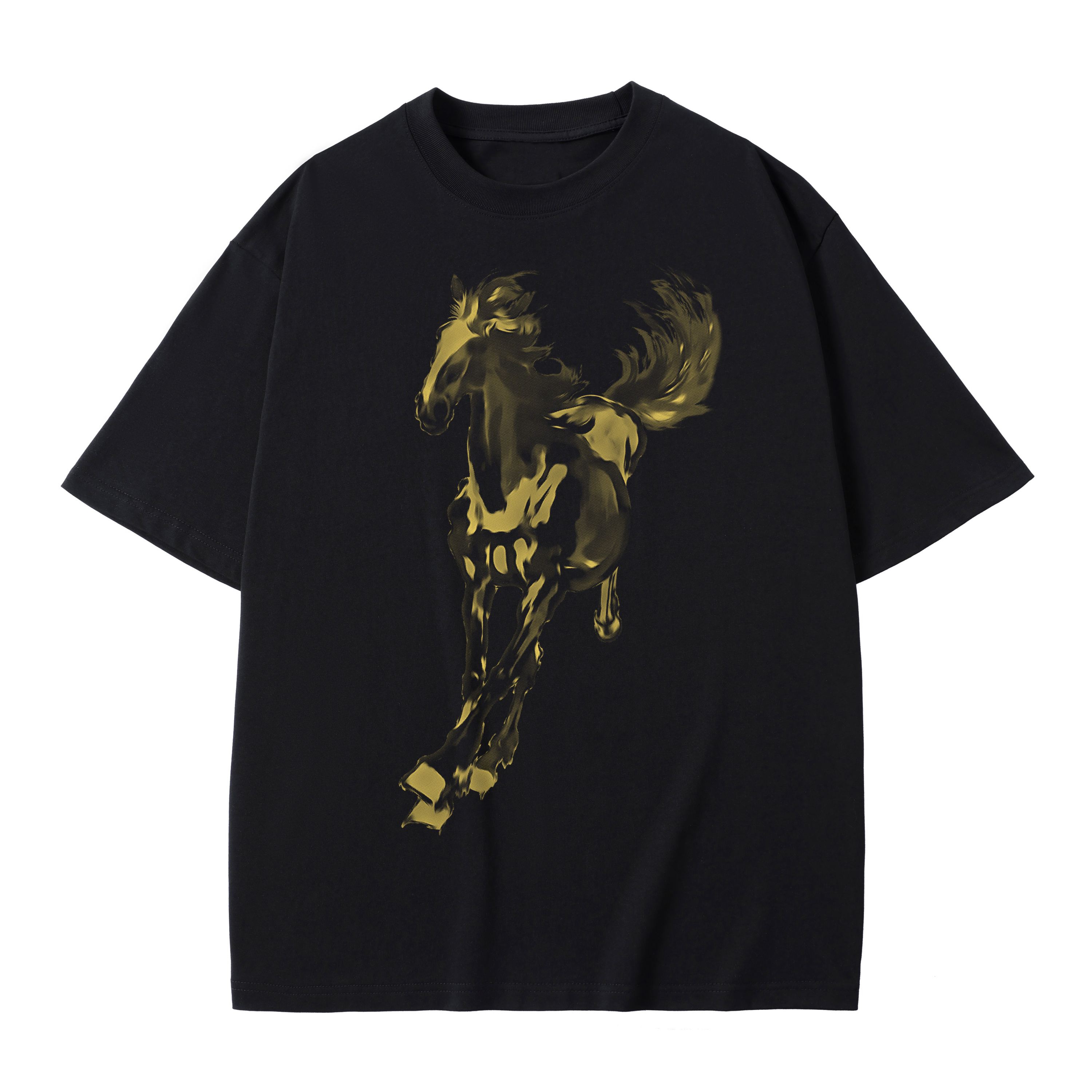 T-shirt men's top designer cotton T-shirt Silver the golden fine horse short sleeved clothing high-quality fashionable T-shirt BROADTRUE