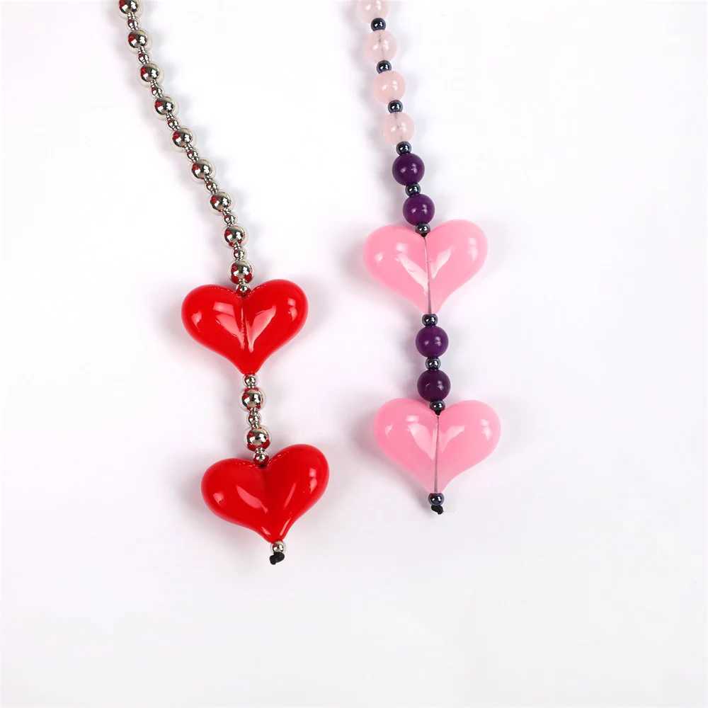 Big Red Love Heart Womens Bag Charms Y2K Bag Packaging Accessories Fashion Lady Jewelry Keychain Beads Chain For Key Bags W250604