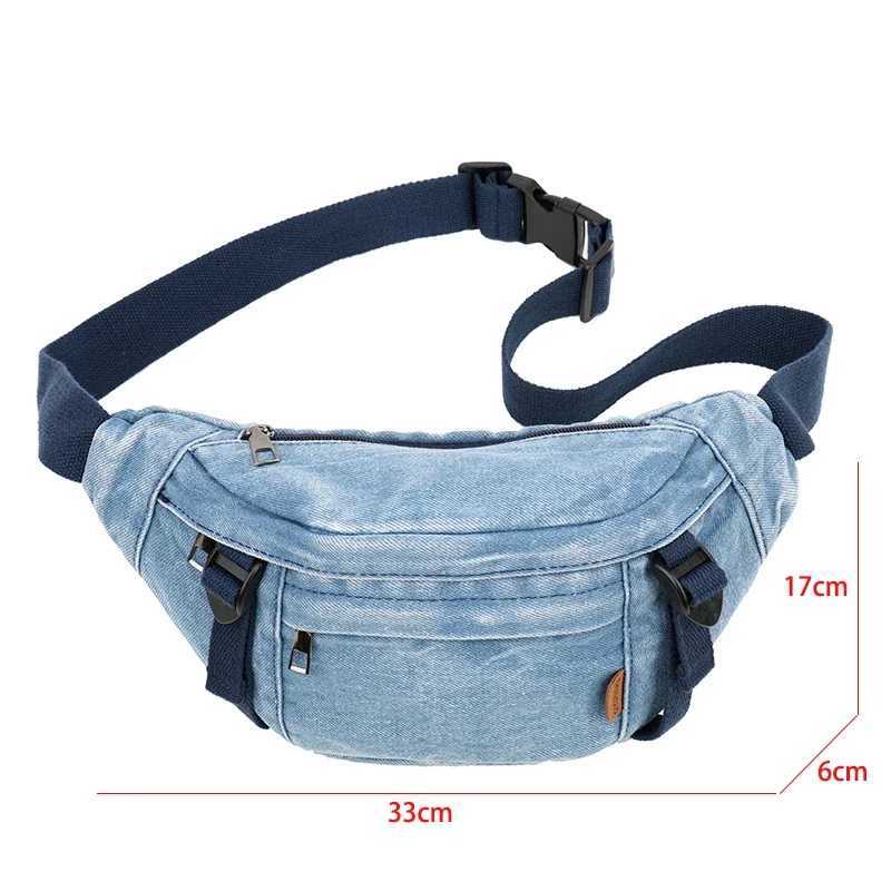 Casual Waist Bag Ladies Designer Denim Fanny Pack Fashion Travel Money Phone Chest Banana Bag Large Capacity Female Bum Belt Bag W250604