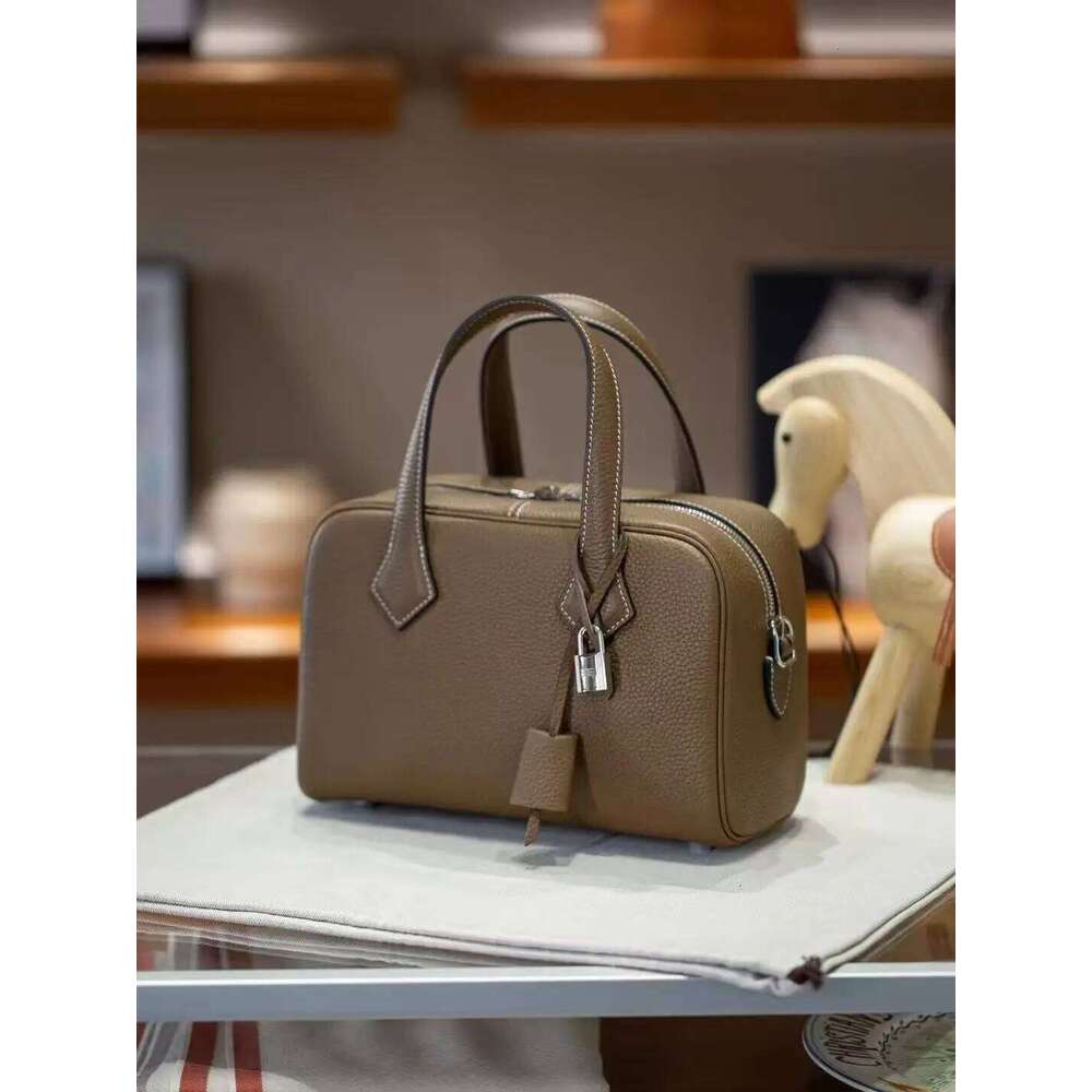 Women's Bags Designer Genuine Leather Handbag 25Cm Size Bowling Women's Top Layer Cowhide Pillow Shoulder Crossbody Bag Small