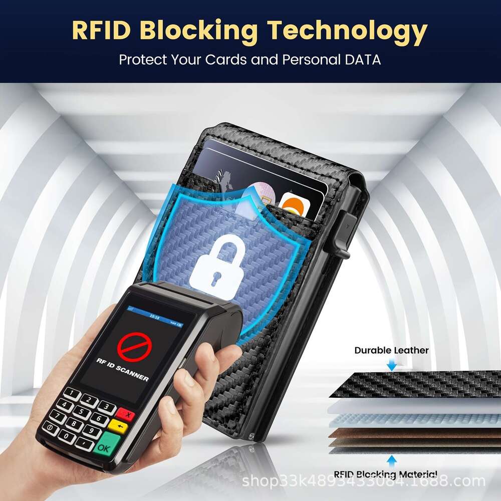 Carbon Fiber Leather Multi-Card Slot Short USD Clip Anti-Theft 80% off Men's Wallet