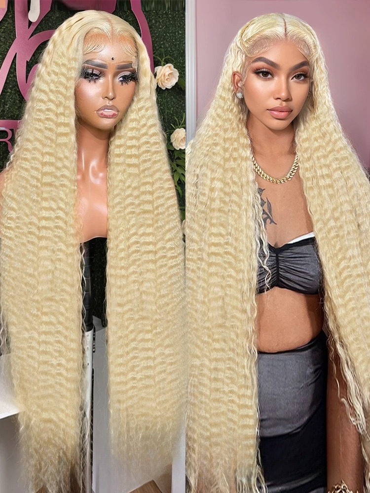 250 Density 613 Blonde 13x6 Lace Front Human Hair Wigs Loose Deep Wave 40 Inch 13x6 Curly Lace Frontal Wig Brazilian For Women Synthetic Wigs
