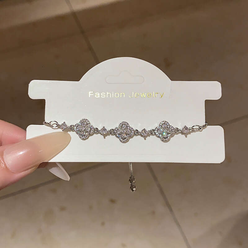 Luxury jewelry designer clover bracelet Real Gold Plated Hollow Flower Bracelet Korean Style Light High-end Adjustable Fashion Commuter Versatile Jewe