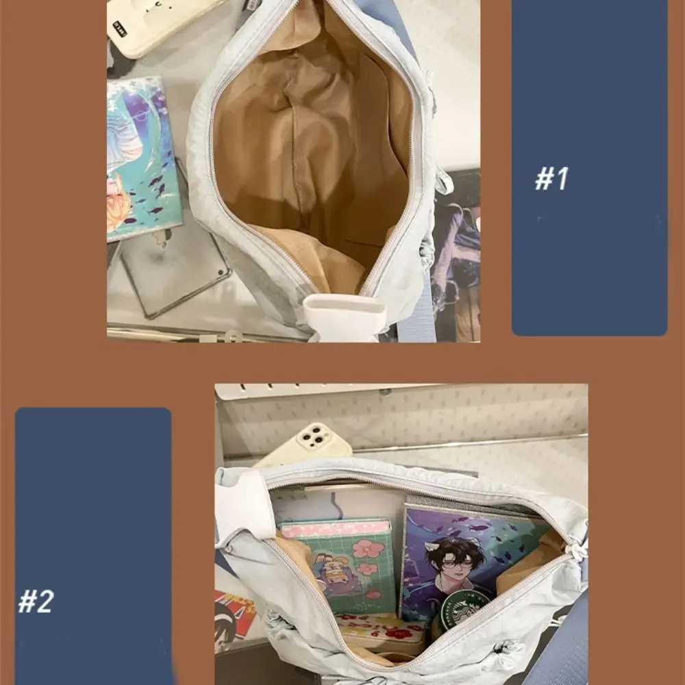 Sweet Korean Style Nylon Shoulder Bag Pleated Oxford Cloth Bow Crossbody Bag Tote Bag Handbag Drawstring Bag for Girls XJ250604