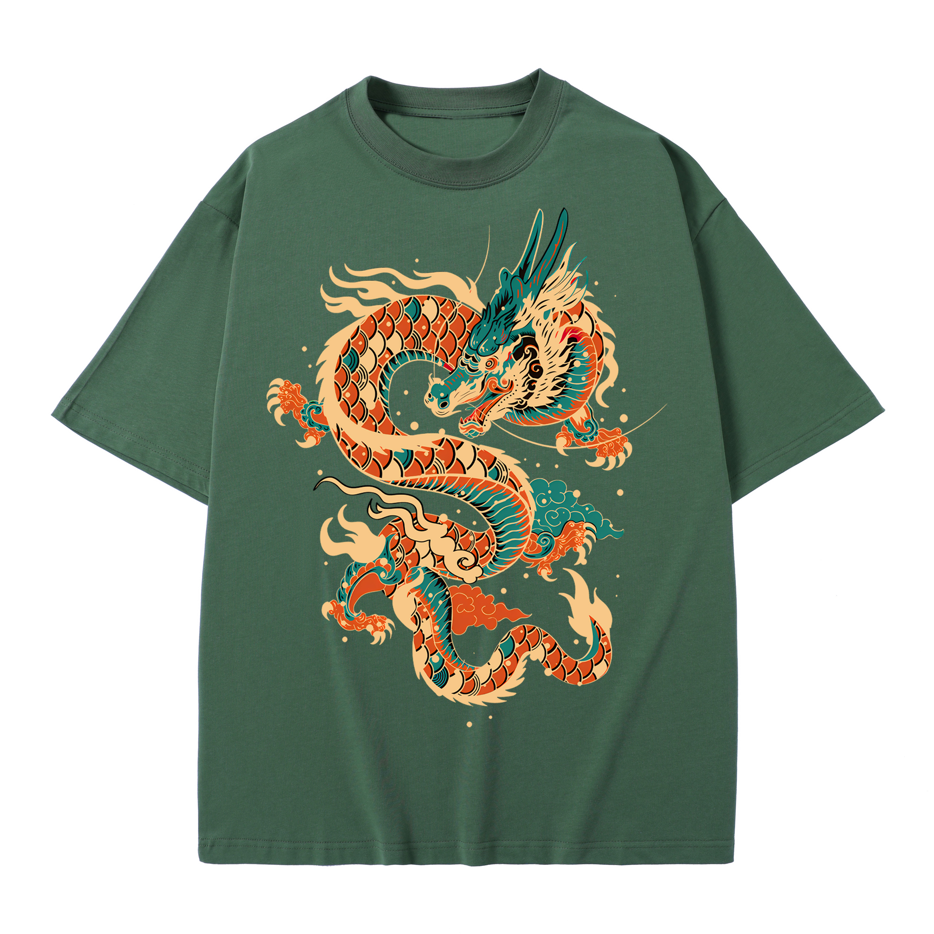 T-shirt men's top designer cotton T-shirt the dragon short sleeved clothing high-quality fashionable T-shirt BROADTRUE