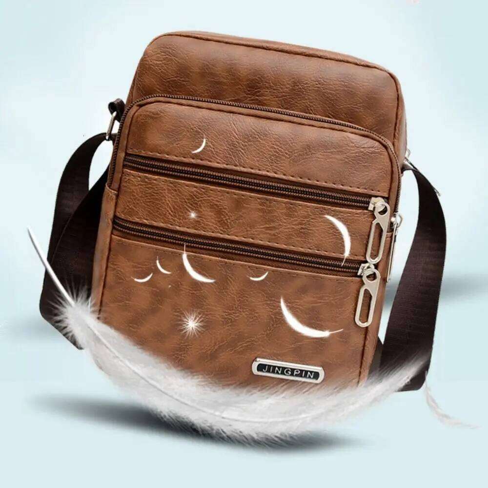 PU Leather Men's Sling Bag Messenger Shoulder Crossbody Bags Large Capacity Handbags Multifunctional