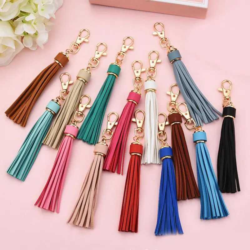 Fashion PU Leather Tassel Key Chain Women Cute Tassel Keychain Bag Accessories Decoration Tassels Car Key Ring Fringe Jewelry W250604