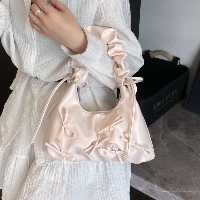 Wrinkled shoulder bag new bow tie shoulder cloud fashion bag cute fashion women s armpit bag designer women s crossbody bag handbag