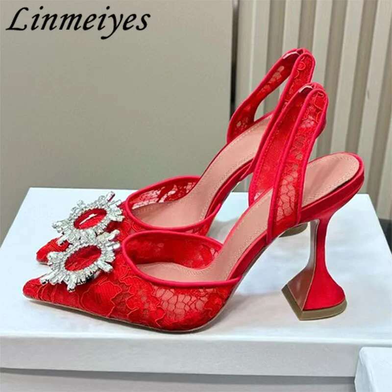 Rhinestone Slippers Woman High Heels Party Dress Shoes Summer Slides Stiletto Crystal Gladiator Sandals Women