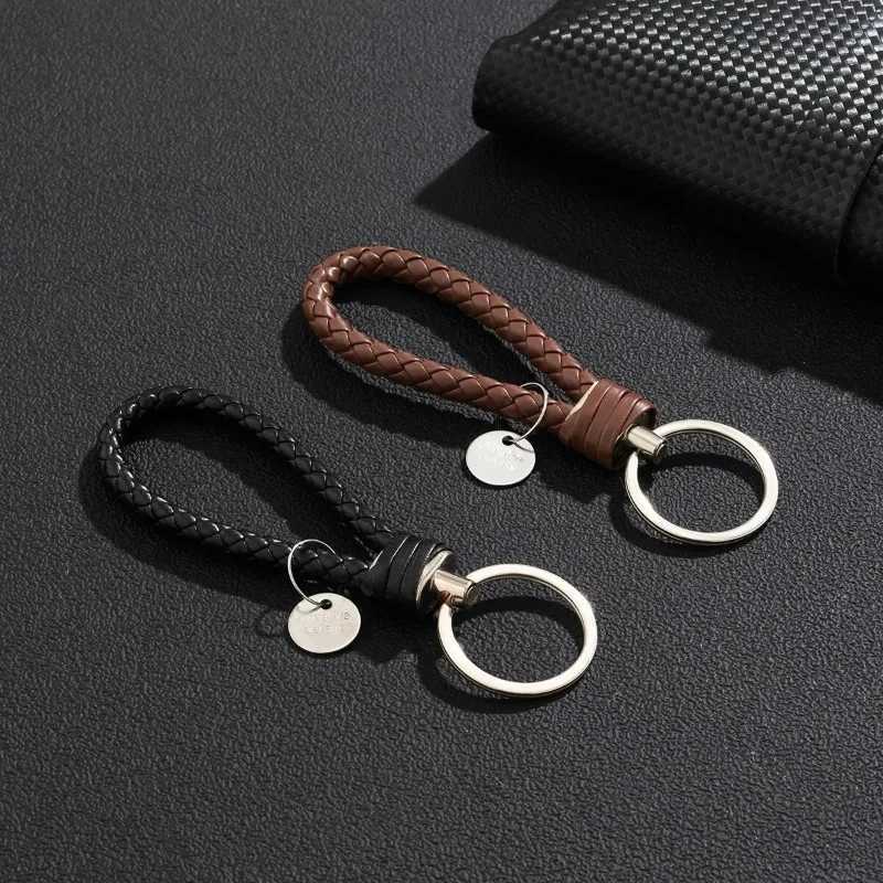 2Pcs/Set PU Leather Braided Woven Rope Keychain DIY Bag Pendant Key Chain Holder Key Car Trinket Keyring Men Women Gift Jewelry M250604