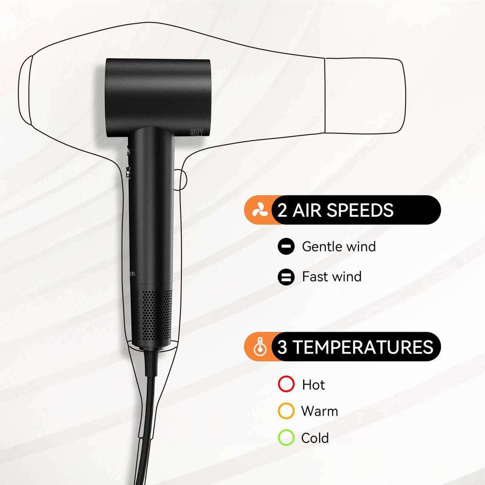 Hair With 110K RPM High Speed 1400W Motor, 1.5 Billion Plasma & Strong Magnetic Nozzle Diffuser Home Travel Blow Dryer