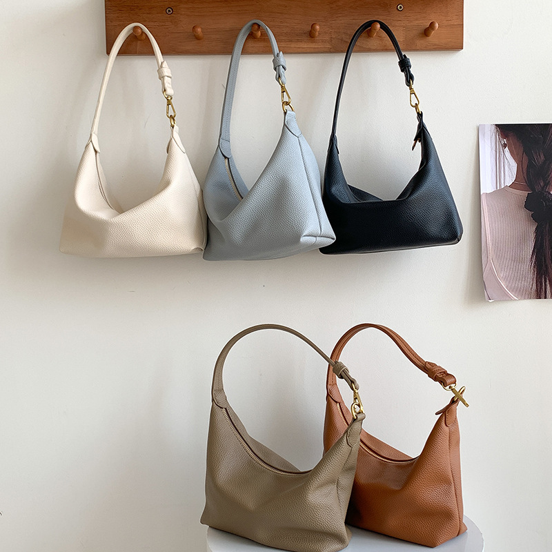 Spring 2025 new soft leather shoulder bag for women simple and large capacity commuting armpit bag ladies style handbag