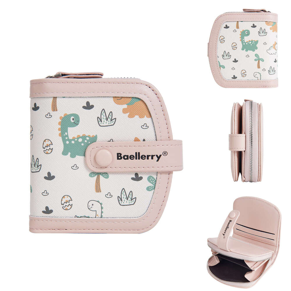 New Cute Dinosaur Print Women's Short Ins Style High-end Large Capacity Money Clip Wallet
