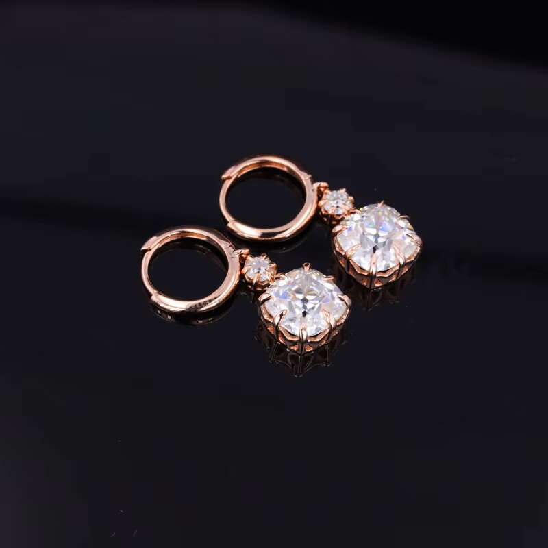 Hot Sale Cushion OMC 7.5mm Moissanite Jewelry 3mm OEC Synthetic Moissanite 10k 14k Gold Earrings