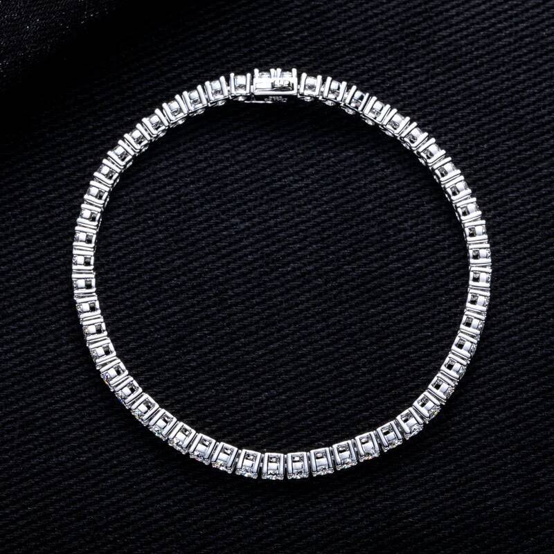 MossanRappr 3mm 5.2-6.5cttw Moissanite Dia Tennis Bracelet Sterg Sier Iced Out Hip Hop Jewelry Gifts for Men Women