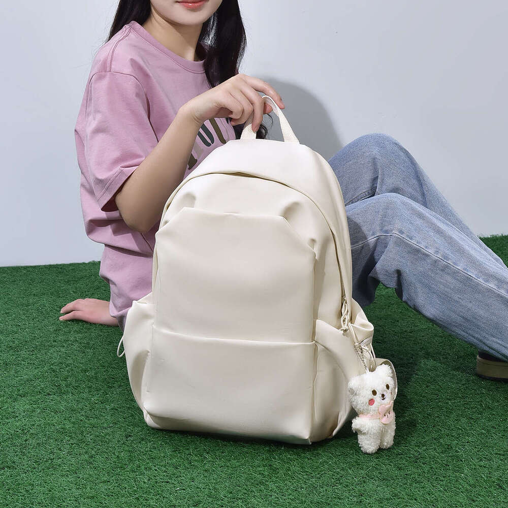 Quality Trendy Large Capacity Solid Color Student Backpack Women Korean Versatile College Style School Bag for Men