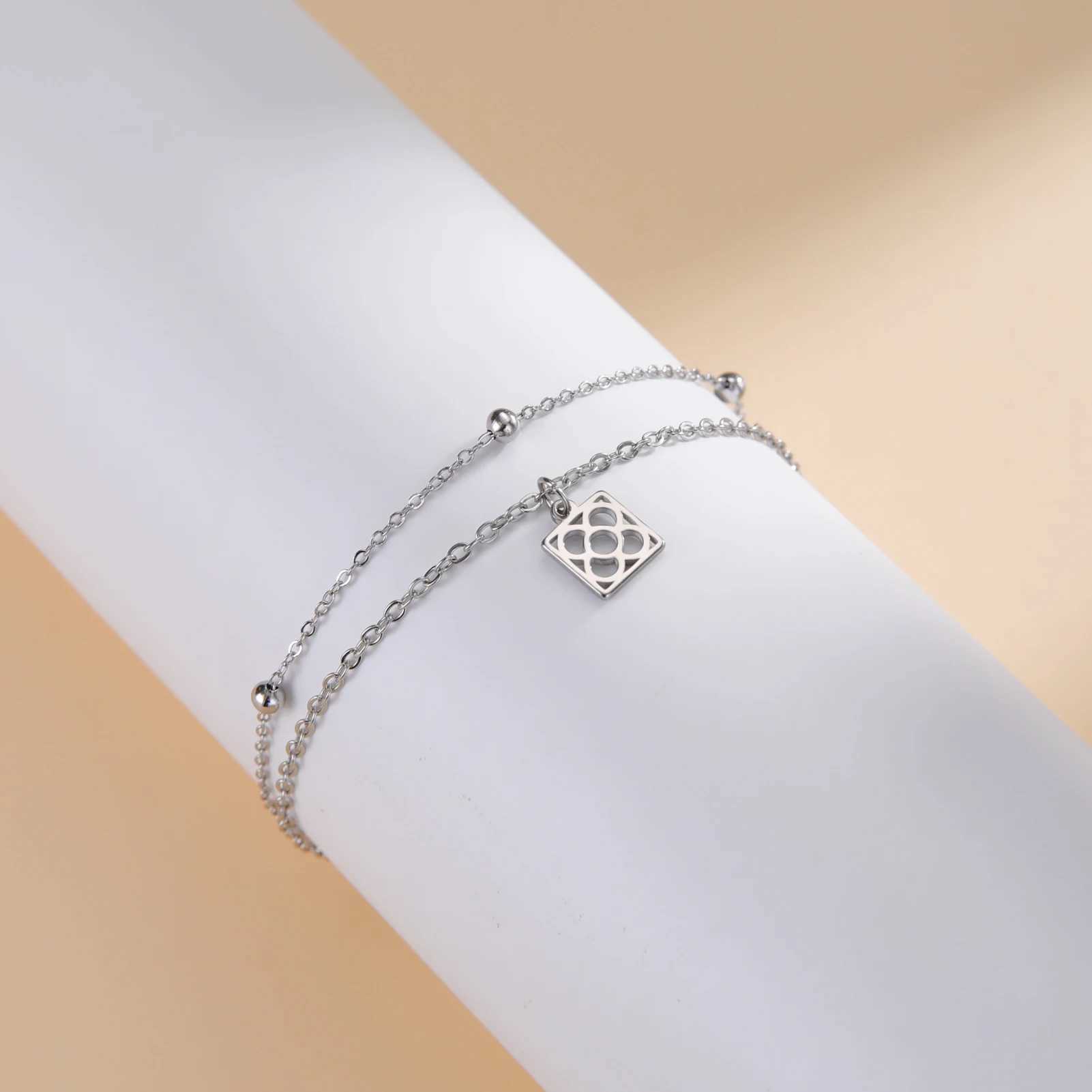 Barcelona Flower Chain Charms Summer Beach Foot Anklet for Women Stainless Steel Gold Color Bracelet Jewelry Gift 2024 New W250604