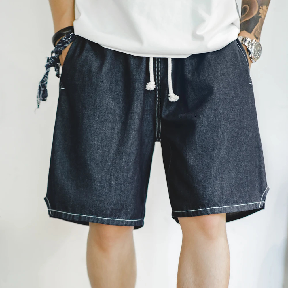 Maden Summer Casual Ice Jeans Men Denim Shorts Cool Fit Loose Straight Leg Half Pants Mens 250529Z