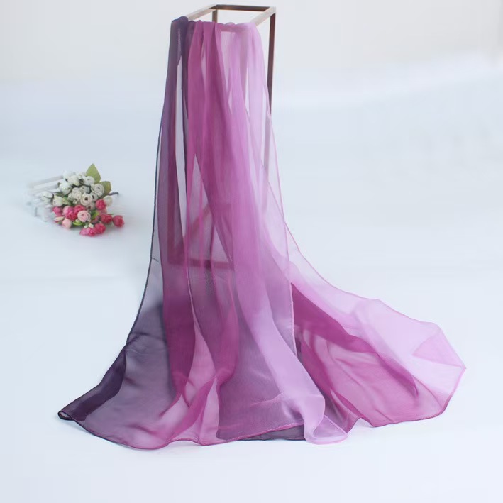 T879 scarf dark purple gradient color ladies fashion all-match long silk scarf female scarf spring and summer dance scarf female
