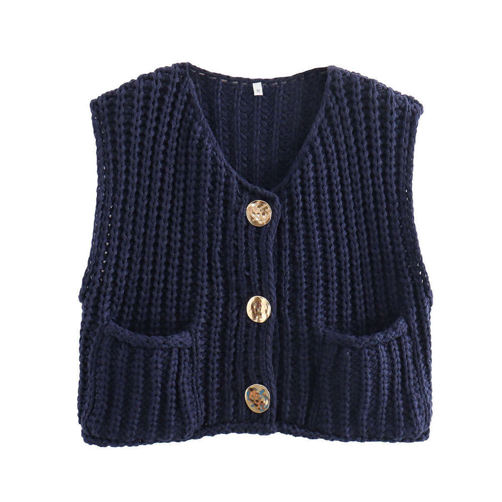 Autumn Street Cardigan Fashion Cute Crochet Knit Coarse Needle Vest Women's Clothing B5