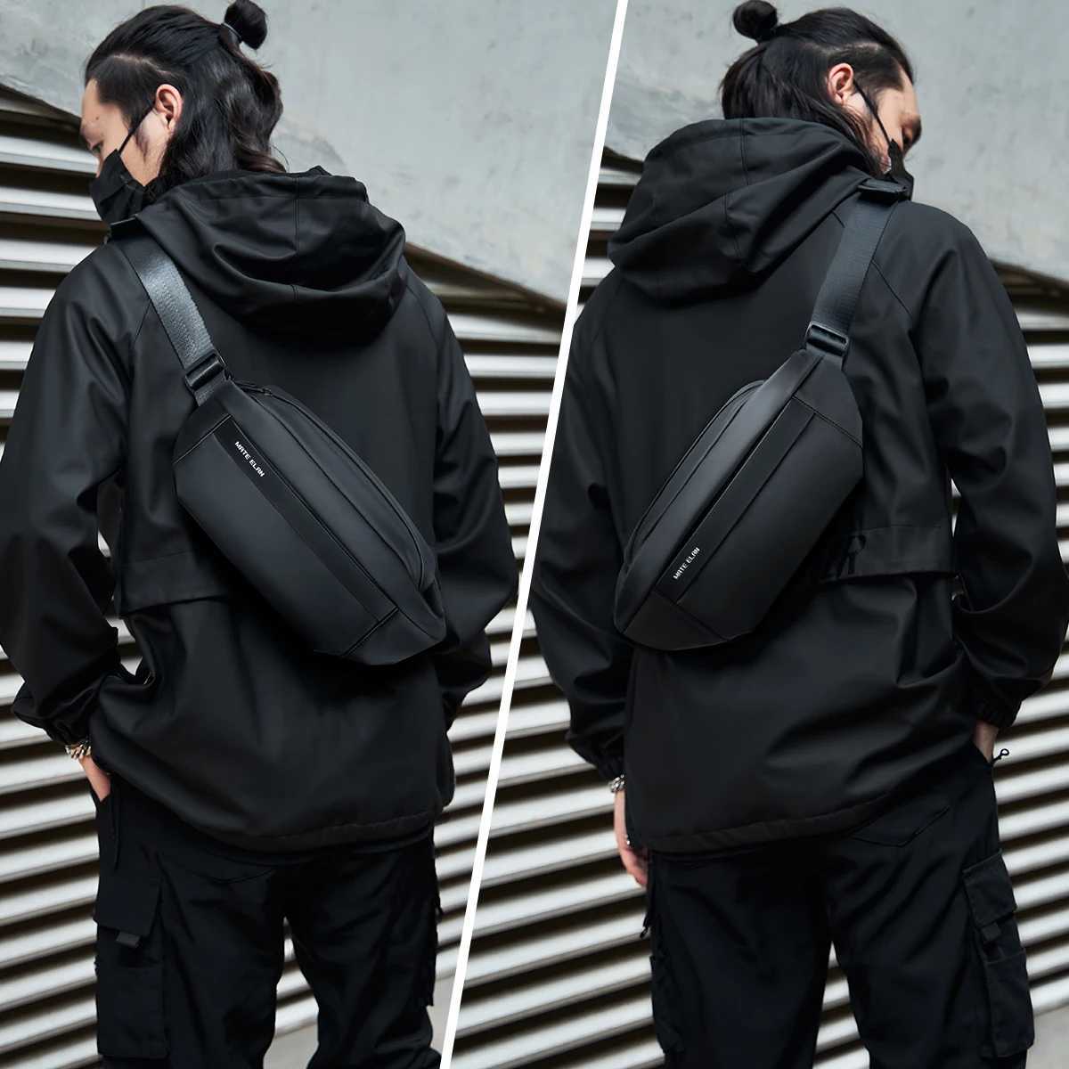 Waterproof Chest Bag Solid Mens Crossbody Bag Daily Phone Shoulder Bag Travel Sports Sling Bag Trend Men Fanny Pack W250604