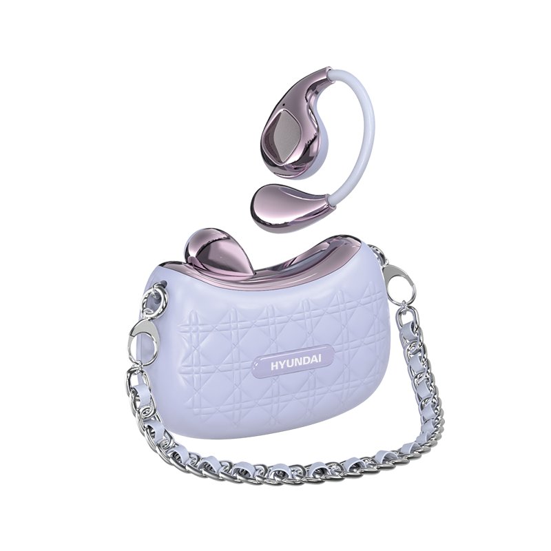 New HYUNDAI YX46 Small Sachet Bluetooth Open Earphones High Sound Light Luxury Fragrance Bag Style Charging Case With Chain Gift