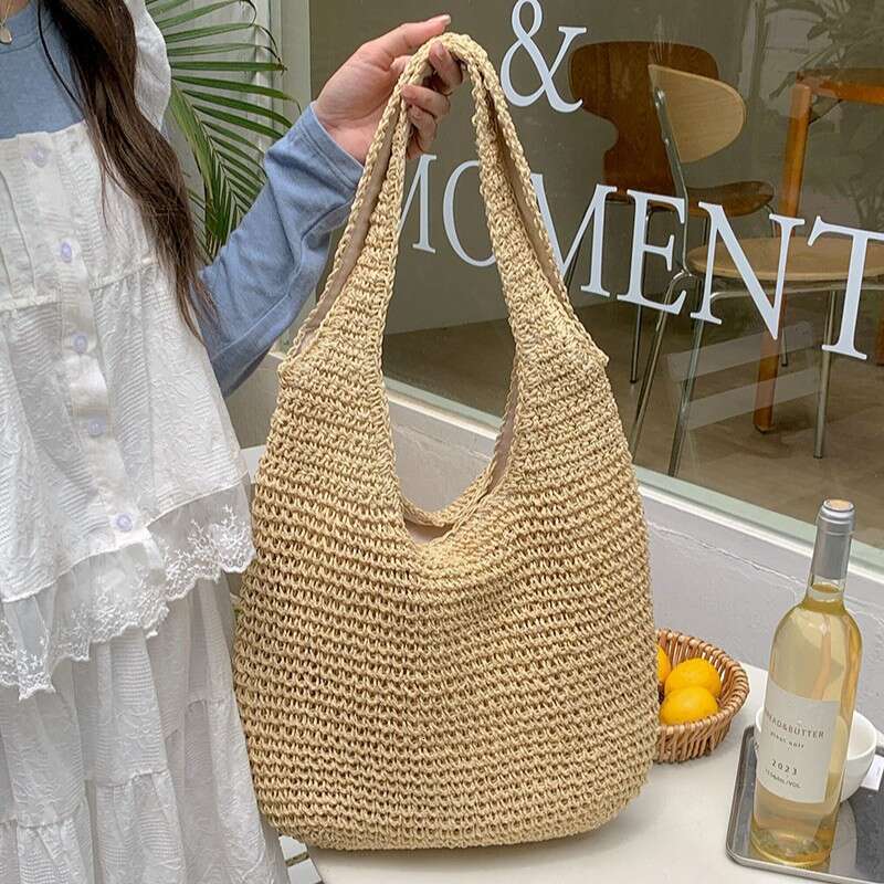 Vacation Straw Shoulder New Tote Large Capacity Casual Handbag Woven Bag Ethnic Style