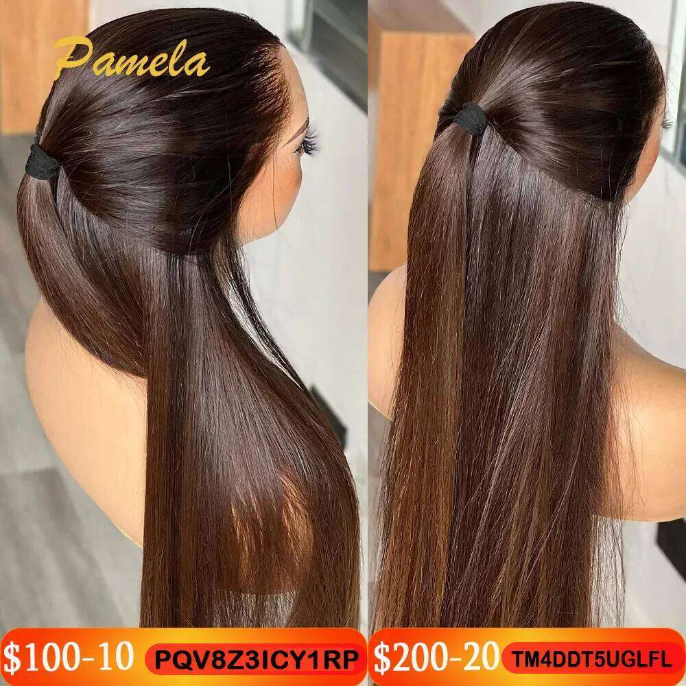 Super Double Drawn Ombre 1b/4 Colored Glueless Wig Ready To Go 13x6 Bone Straight Transparent 30inch Lace Front Human Hair Wigs