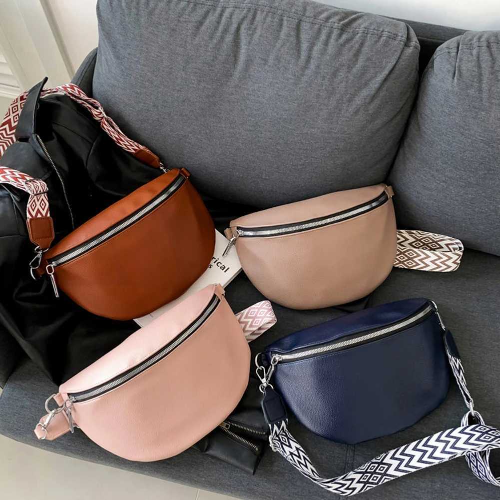 PU Leather Bum Bags Wide Strap Crossbody Pouch Chest Purse Jacquard Weave Waistpack Sports Fanny Packs Half Moon Belt Bag Bolsa W250604