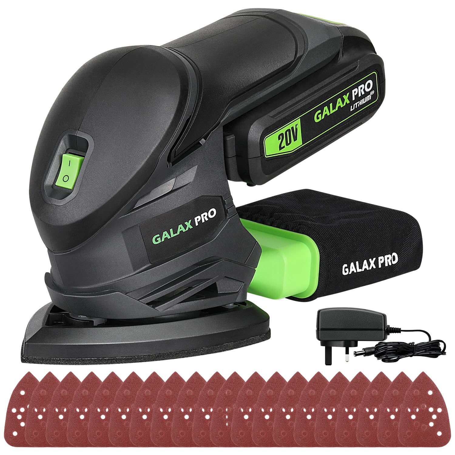 GALAX PRO Cordless Detail Sanders 20V, 20Pcs Sandpapers 12000RPM Sanders with Dust Collection System for Tight Spaces Sanding Battery and Charger Incl