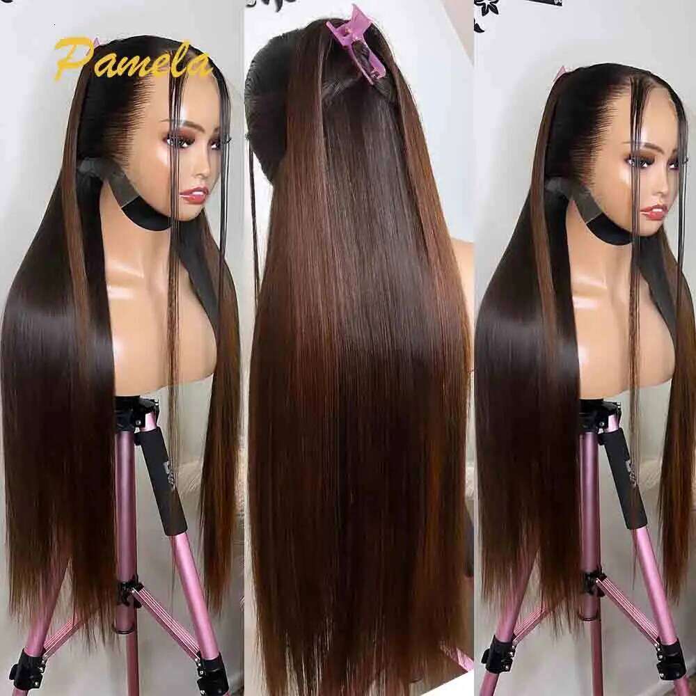 Super Double Drawn Ombre 1b/4 Colored Glueless Wig Ready To Go 13x6 Bone Straight Transparent 30inch Lace Front Human Hair Wigs
