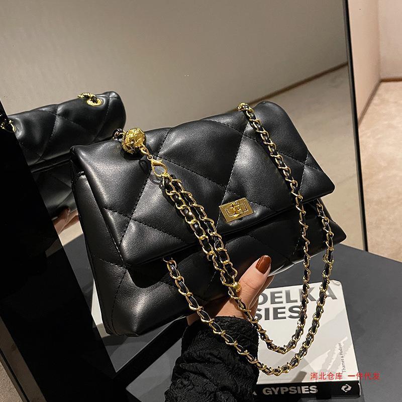 Black Free Shipping Bag For Women Shopping Bag 2025 New Fashionable High-end Single Designer Shoulder Small Square Bag Stylish Versatile Chain Crossbo
