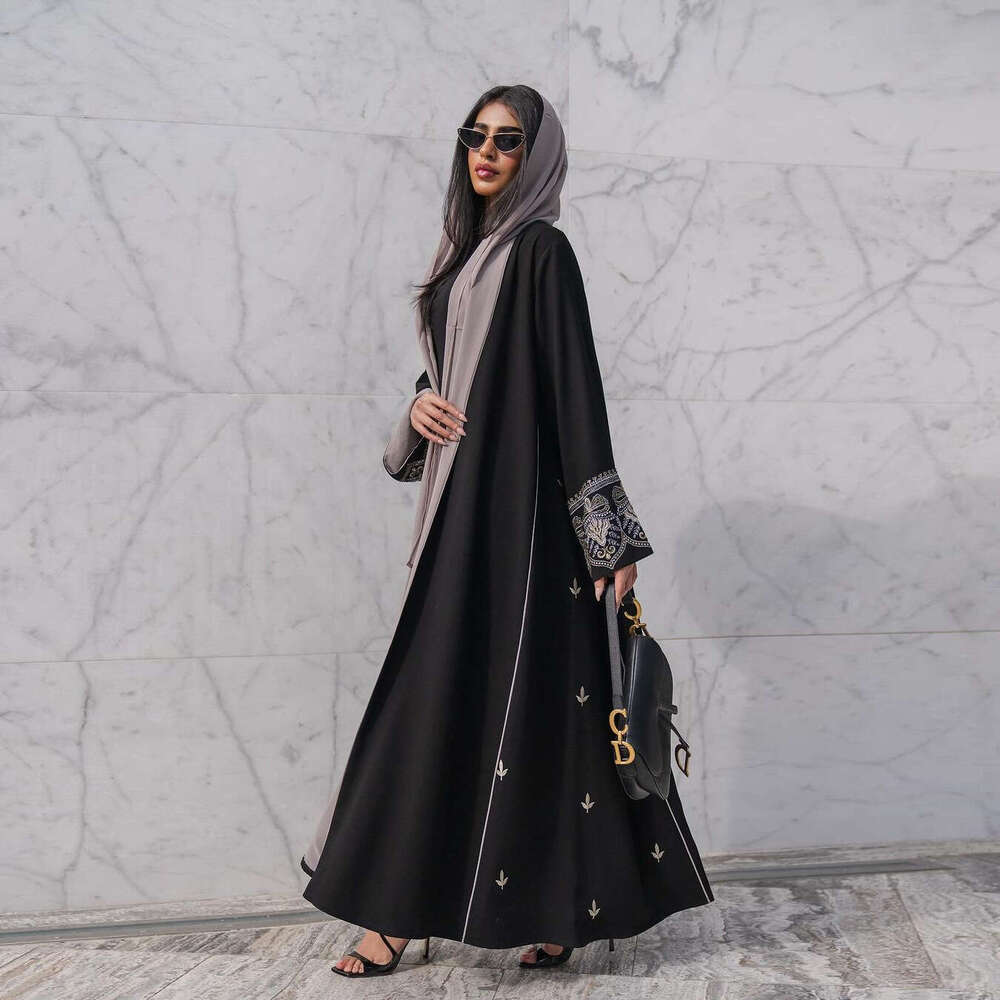 Mq105 Muslim Fashion Embroidered Patchwork Abaya Cardigan Trendy Ins Spring Summer Dress Robe B5