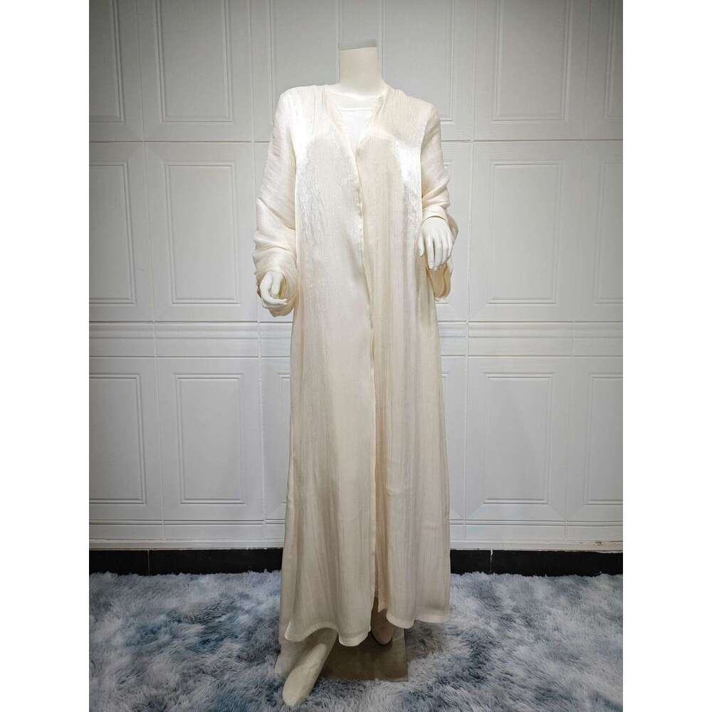 Mq098 Modest Women's Muslim Abaya Dubai Outerwear Shiny Silk Dress Ins Trend B5