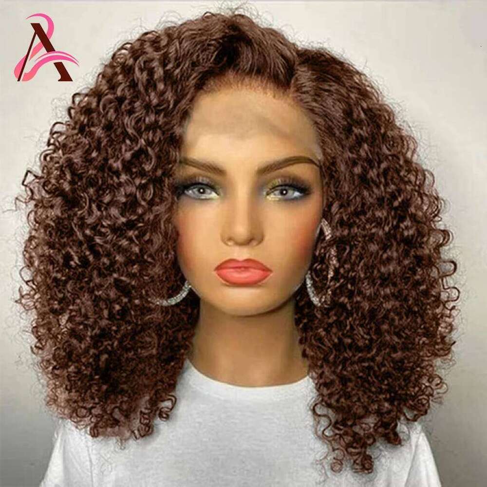 Curly Transparent Lace Front Wig Chocolate Brown 13x4 13x6 Brazilian Deep Wave Woman Wigs Human Hair Pre Plucked