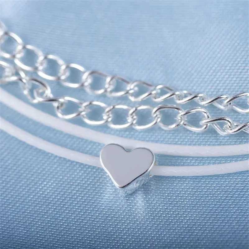 Bohemian Anklet Bracelet On The Leg Fashion Heart Female Anklets Barefoot For Women Leg Chain Beach Foot Jewelry W250604