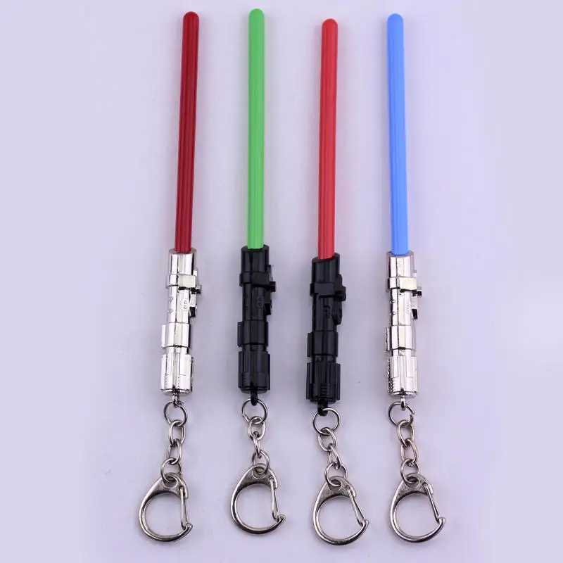 Movie Jewelry Lightsaber Keychain Cosplay Toys War Metal Keychain Light Saber Key Ring Kids Gift M250604