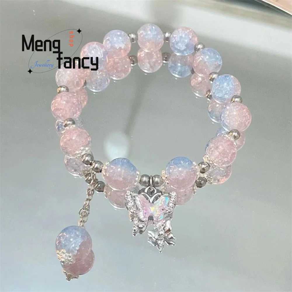 New Arrival Star River Dangling Butterfly Crushed Beads Sweet Colorful Bracelet Niche Designs Natural Popular Fashion Jewelry Holiday Gifts V250604