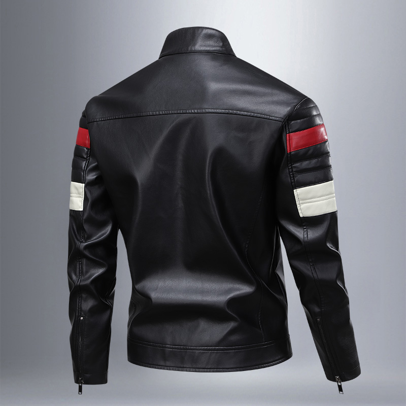 Leather jacket new fashion outfit, light luxury style jacket with plush warm men's jacket, motorcycle jacket