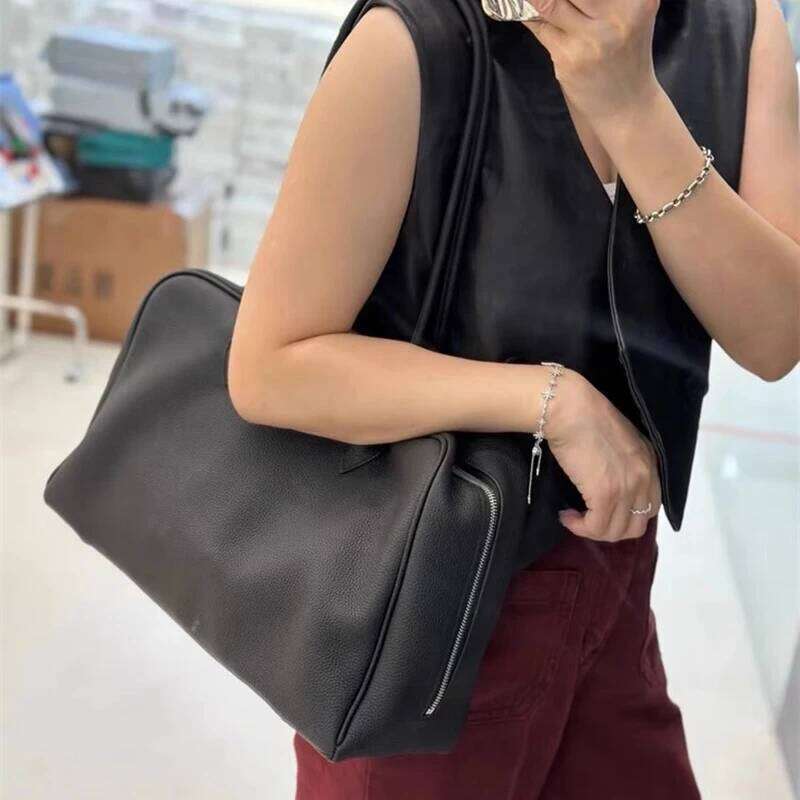 Women's Bags Designer Brand Genuine Leather Retro Lychee Pattern Handbags Casual Sier Zipper Shoulder Bags Women Totes