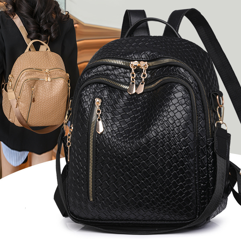 Free Shipping Backpack New Style Women's Simple Backpack Woven Designer Bag Pattern Backpack High-end Fashion Lightweight Outdoors Mom Bag