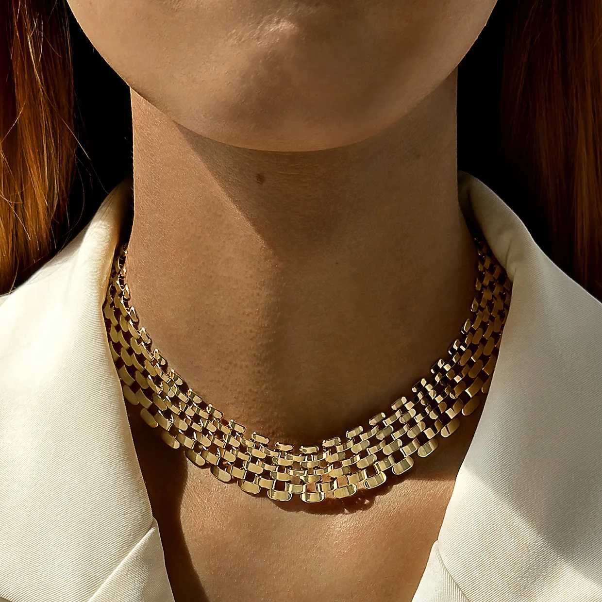 Docona Tocona Punk Heavy Metal Chain Choker Necklace for Women Fashion Gold Silver Color Alloy Simple Style Party Jewelry Collar XJ250604