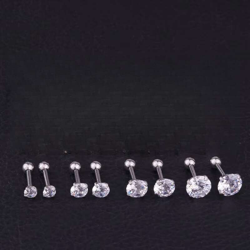DHcollections Rhinestone Ear Studs Earrings for Women/Men Tragus Cartilage Standard Lobe Piercing Jewelry Gift