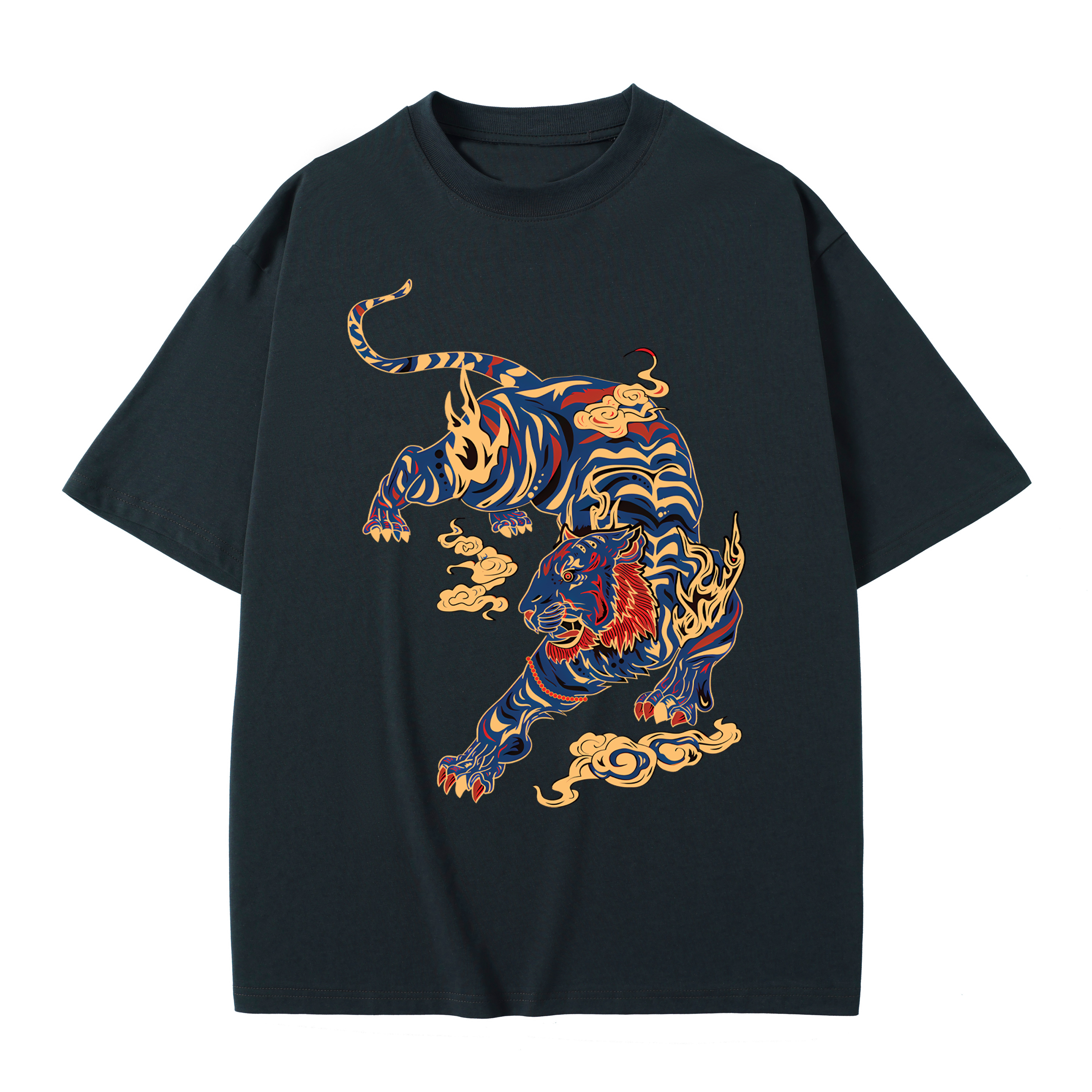 T-shirt men's top designer cotton T-shirt the tiger Painting short sleeved clothing high-quality fashionable T-shirt BROADTRUE