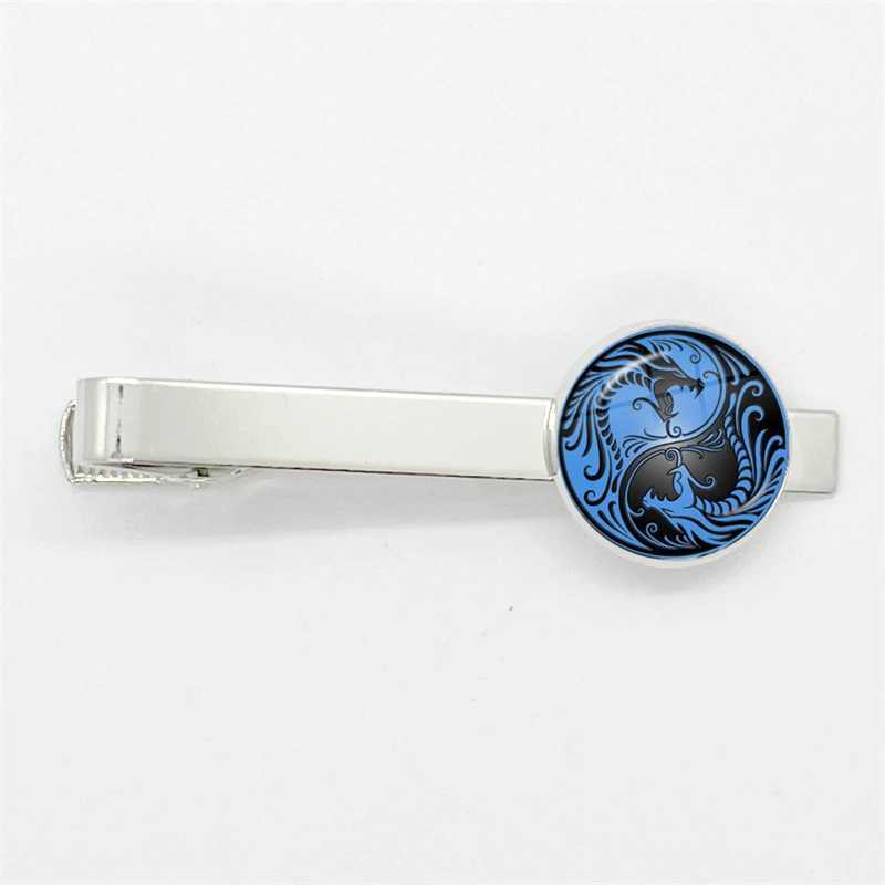 New Fashion Yin Yang Tai Chi Tie Clips Art Photo Crystal Glass Dome Jewelry Men Necktie Clip Pin Suit Accessories W250604