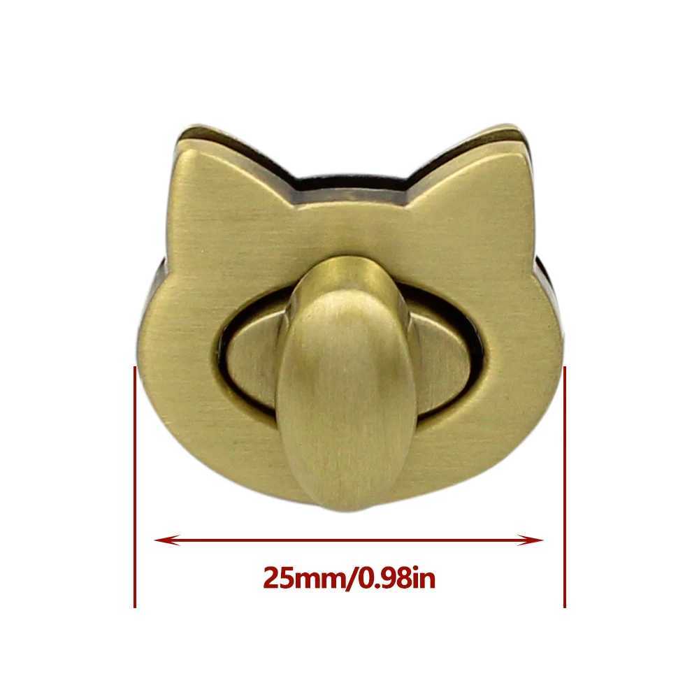 10Pcs 2.1CM Mini Cute Cat Alloy Turn Lock Twist Lock Clasp Durable Women Shoulder Bag Leather Handbag Accessories W250604