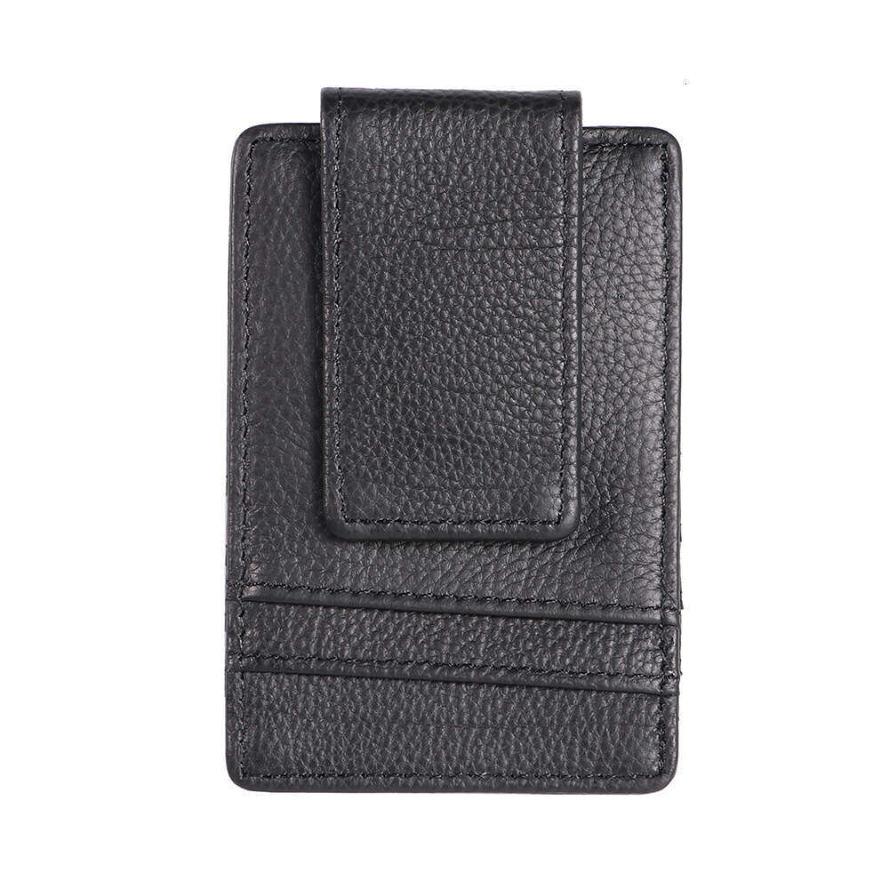 Men's Holder First Layer Cowhide Multi-Card Slot Magnetic Buckle Dollar Clip Personalized Card Press Wallet