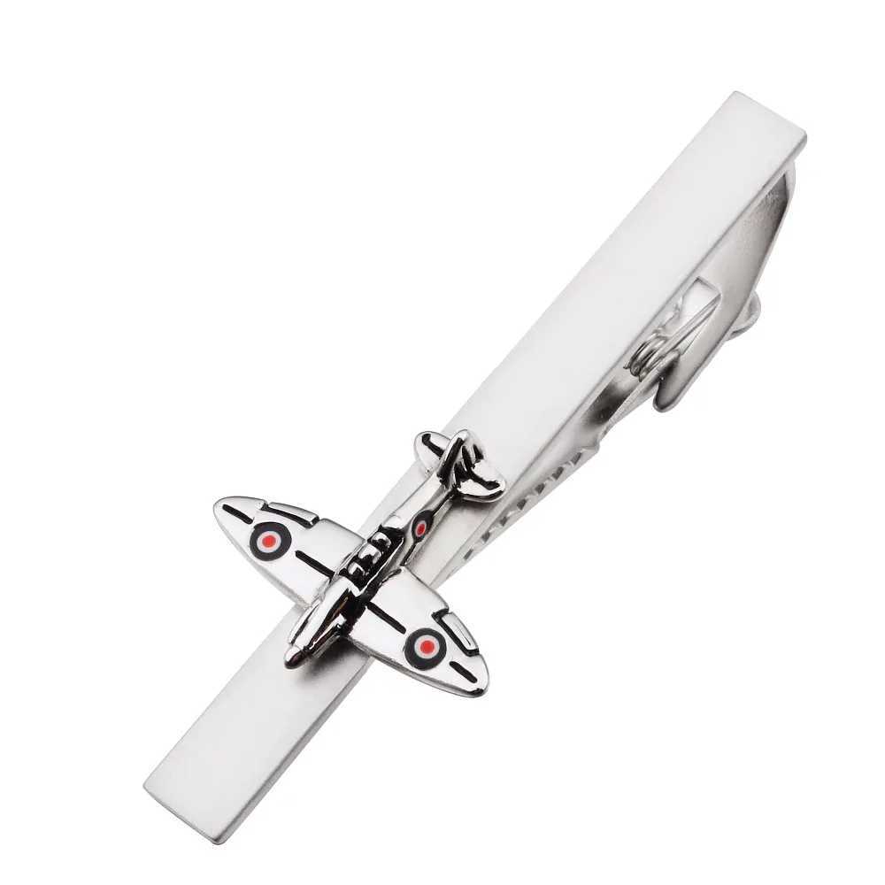 2.2 inch airplane tie clip for men classic novelty tie bar spitfire fighter design tie pin clip mens tie business accessories W250604