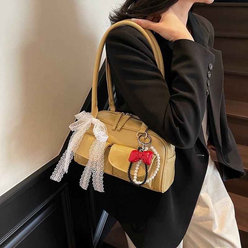 designer Korean Style Niche Design Underarm Boston Bag 2025 New Simple Handheld Bowling Bag Large Capacity Tote Bag